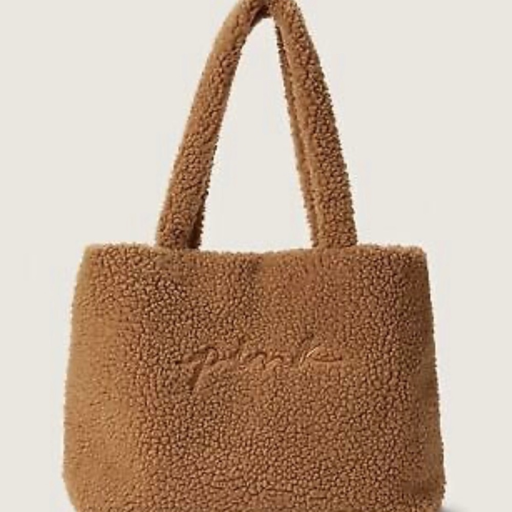 Victoria’s Secret PINK Brown Sherpa Teddy Tote - Picture 1 of 6